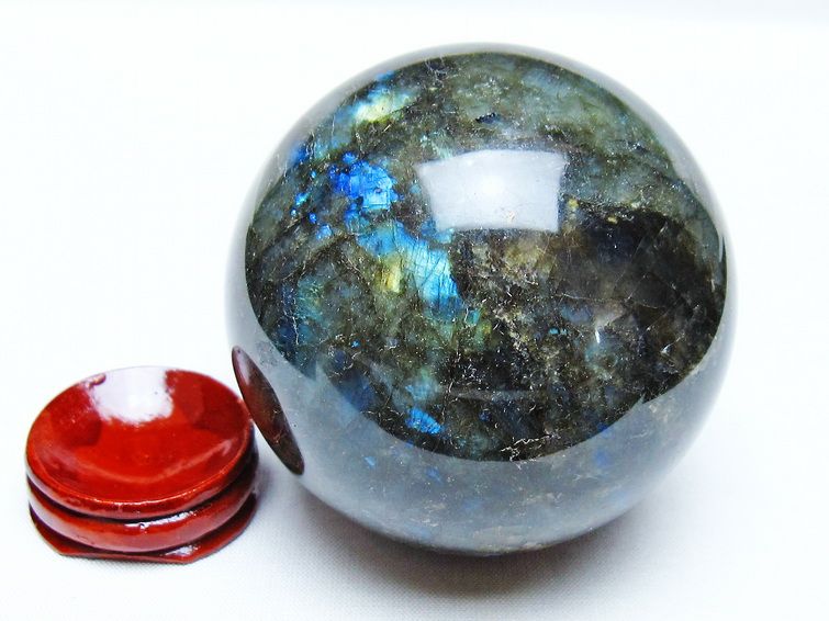 ラブラドライト 丸玉 71mm スフィア 置物 一点物 151-9119[sold out]