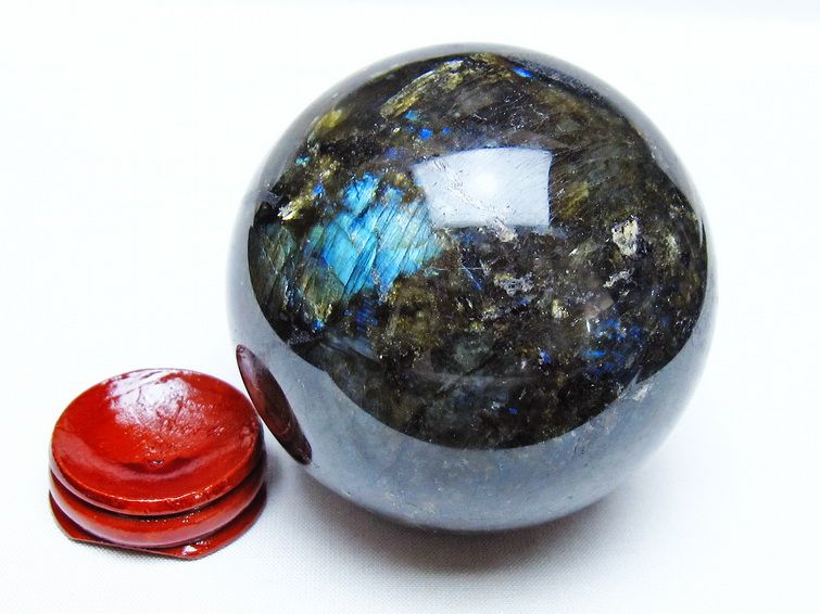 ラブラドライト 丸玉 73mm スフィア 置物 一点物 151-9123