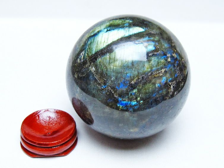 ラブラドライト 丸玉 74mm スフィア 置物 一点物 151-9129