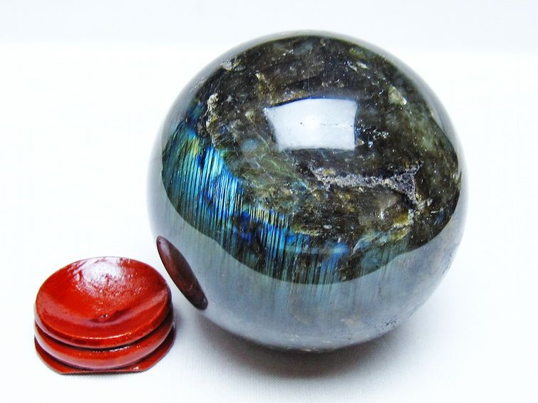 ラブラドライト 丸玉 76mm スフィア 置物 一点物 151-9133 【sold out】