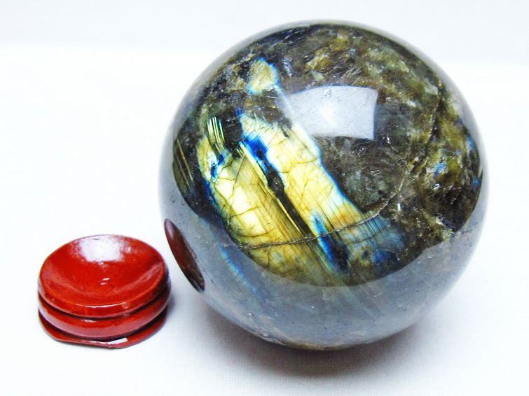 ラブラドライト 丸玉 80mm スフィア 置物 一点物 151-9153 【sold out】