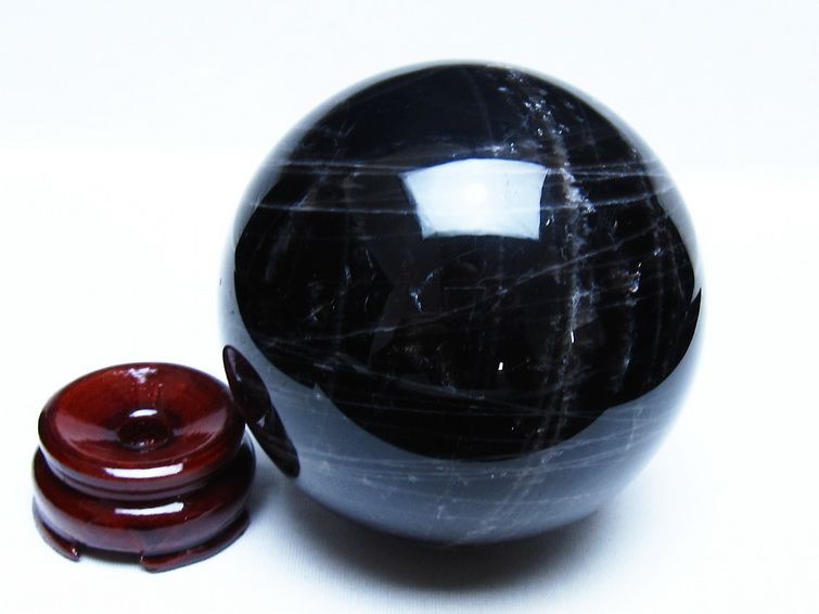 1.3Kg モリオン 黒水晶 丸玉 95mm スフィア 一点物 151-9343