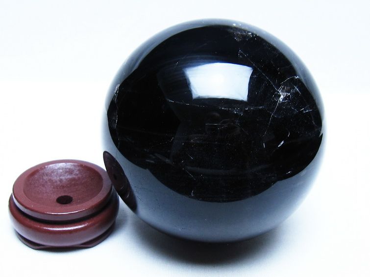 1.6Kg モリオン 黒水晶 丸玉 110mm スフィア 一点物 151-9422