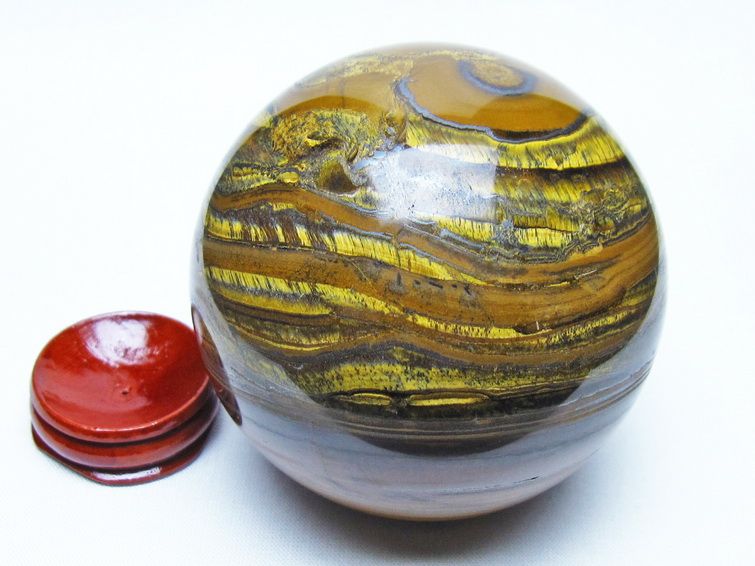 アイアンタイガーアイ 丸玉 77mm スフィア 置物 一点物 151-9882