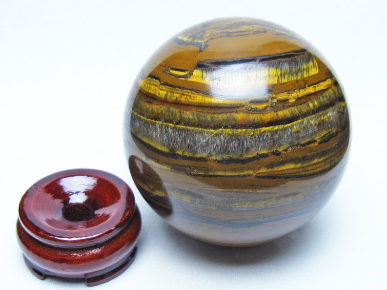 アイアンタイガーアイ 丸玉 85mm スフィア 置物 一点物 151-9915