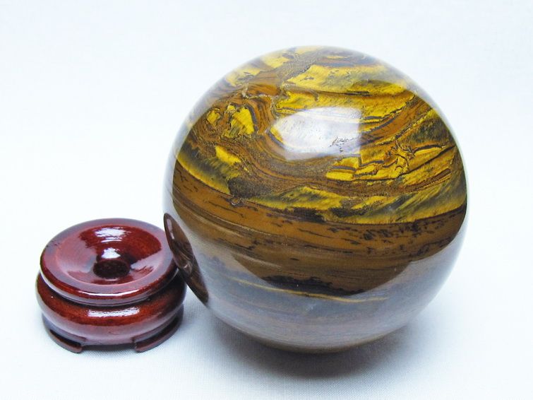 1.1Kg アイアンタイガーアイ 丸玉 88mm スフィア 置物 一点物 151-9920