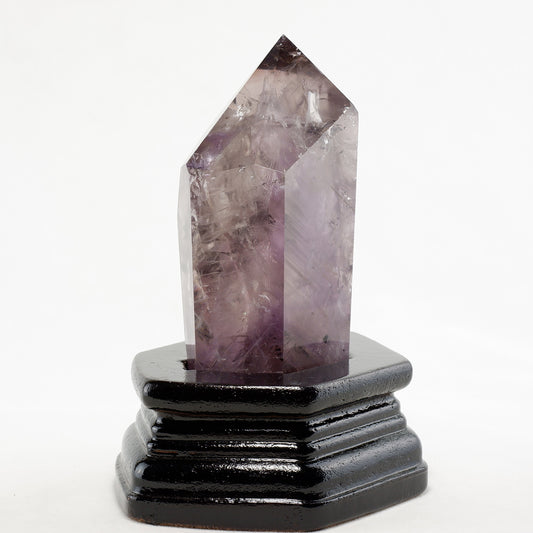 アメジスト 六角柱 アメシスト ポイント 置物 原石 虹入り 台座付属  一点物 152-2090