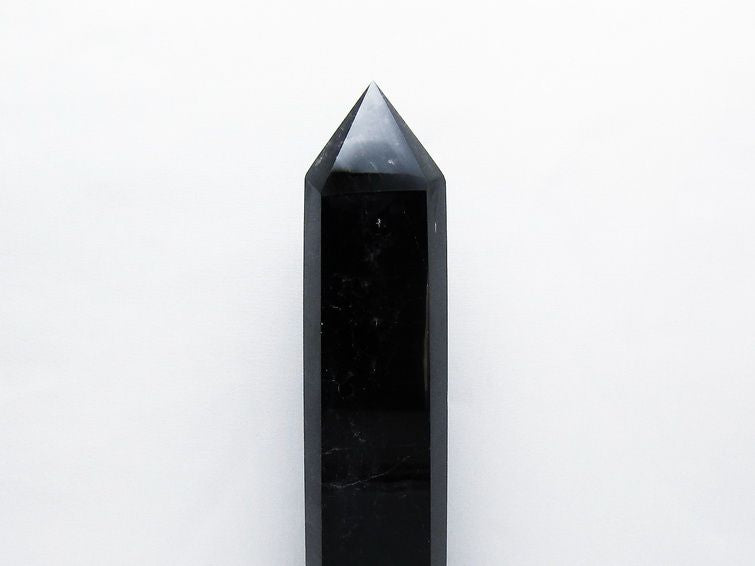 1.6Kg モリオン 黒水晶 六角柱 台座付属 一点物 152-3230