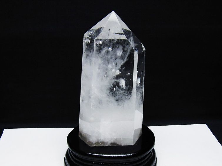 水晶 六角柱 水晶 ポイント 台座付属 一点物 152-3763