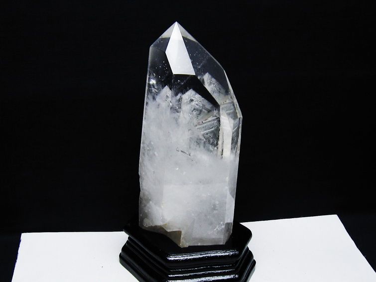 水晶 六角柱 水晶 ポイント 台座付属 一点物 152-3796