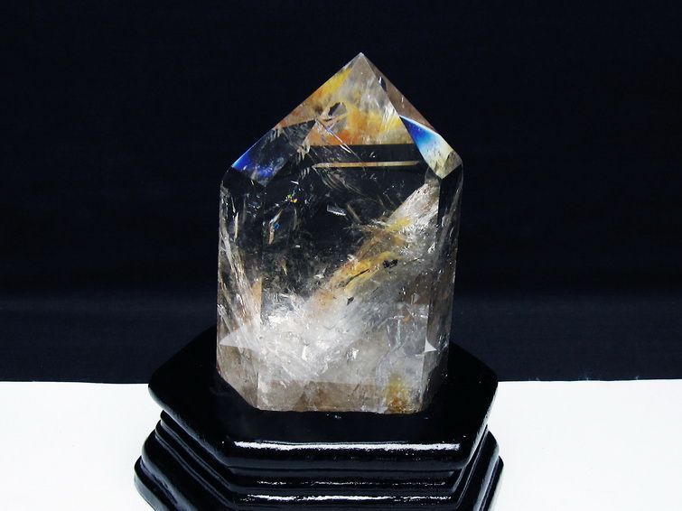 水晶 六角柱 水晶 ポイント 虹入り 台座付属 一点物 152-3809