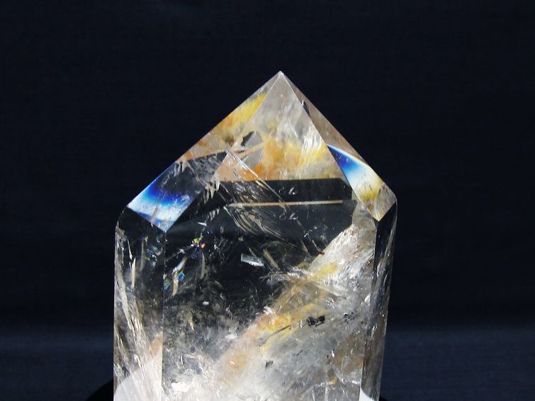 水晶 六角柱 水晶 ポイント 虹入り 台座付属 一点物 152-3809