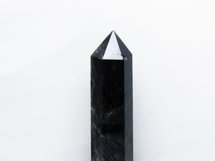 1.2Kg モリオン 黒水晶 六角柱 台座付属 一点物 152-3998 【sold out】