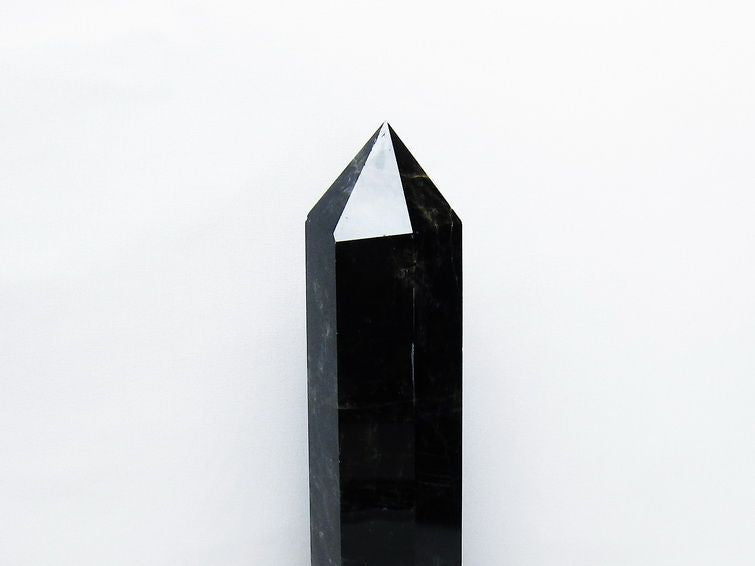 1.4Kg モリオン 黒水晶 六角柱 台座付属 一点物 152-4003 【sold out】