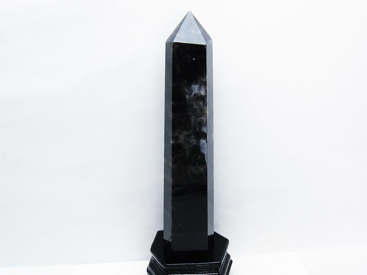 1.5Kg モリオン 黒水晶 六角柱 台座付属 一点物 152-4007 【sold out】