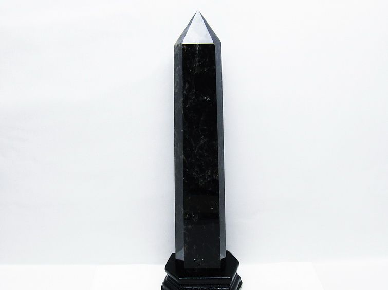 1.5Kg モリオン 黒水晶 六角柱 台座付属 一点物 152-4008