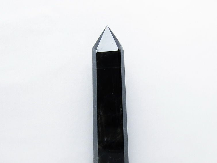 1.4Kg モリオン 黒水晶 六角柱 台座付属 一点物 152-4009