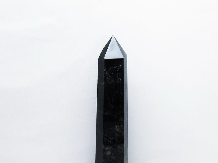 1.4Kg モリオン 黒水晶 六角柱 台座付属 一点物 152-4009
