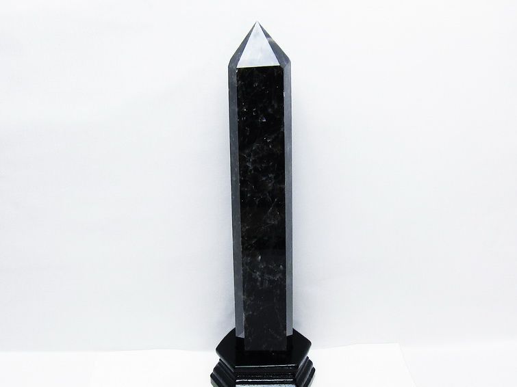 1.2Kg モリオン 黒水晶 六角柱 台座付属 一点物 152-4011