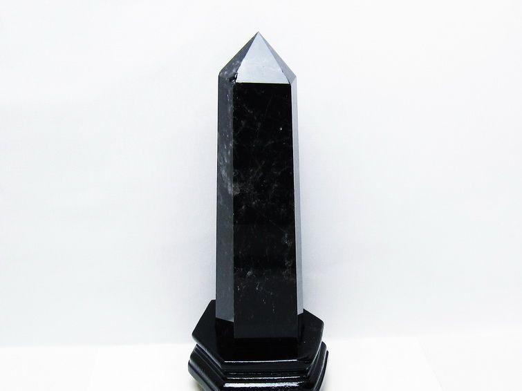 1.9Kg モリオン 黒水晶 六角柱 台座付属 一点物 152-4016