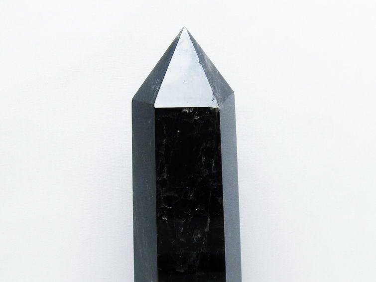 1.4Kg モリオン 黒水晶 六角柱 台座付属 一点物 152-4017 [sold out]