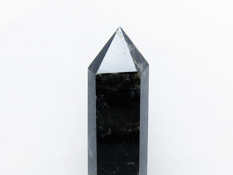 1.1Kg モリオン 黒水晶 六角柱 台座付属 一点物 152-4018 【sold out】
