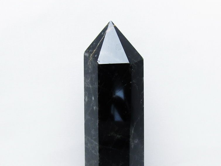 1.1Kg モリオン 黒水晶 六角柱 台座付属 一点物 152-4018 【sold out】