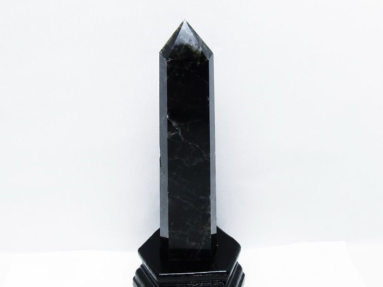 モリオン 黒水晶 六角柱 台座付属 一点物 152-4021
