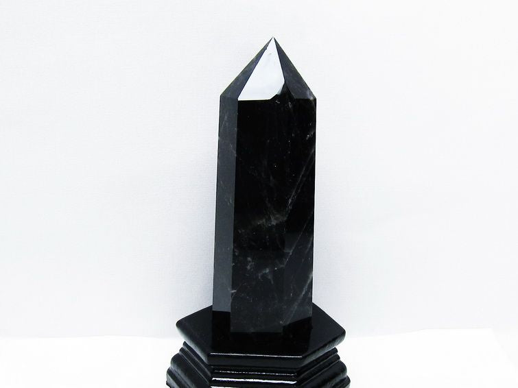 モリオン 黒水晶 六角柱 台座付属 一点物 152-4031