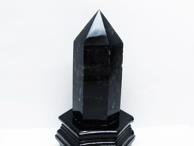 モリオン 黒水晶 六角柱 台座付属 一点物 152-4035