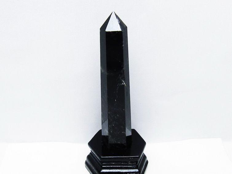 モリオン 黒水晶 六角柱 台座付属 一点物 152-4037