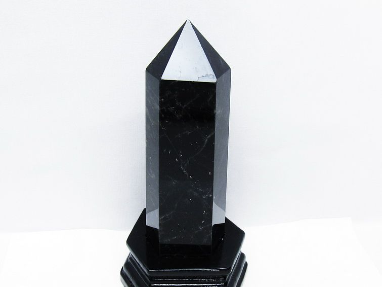 モリオン 黒水晶 六角柱 台座付属 一点物 152-4039