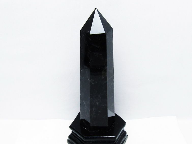 モリオン 黒水晶 六角柱 台座付き 一点物 152-4043 【sold out】