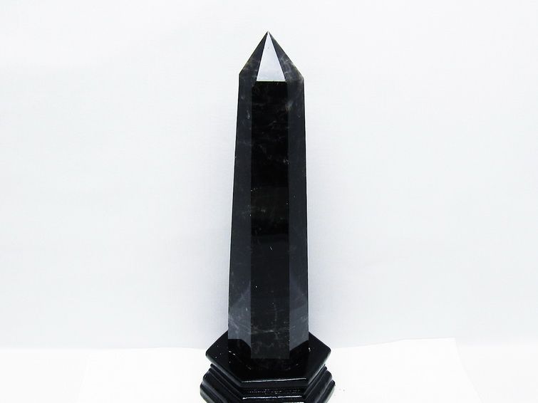 モリオン 黒水晶 六角柱 台座付属 一点物 152-4051
