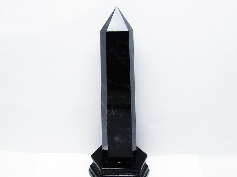 1.2Kg モリオン 黒水晶 六角柱 台座付属 一点物 152-4053