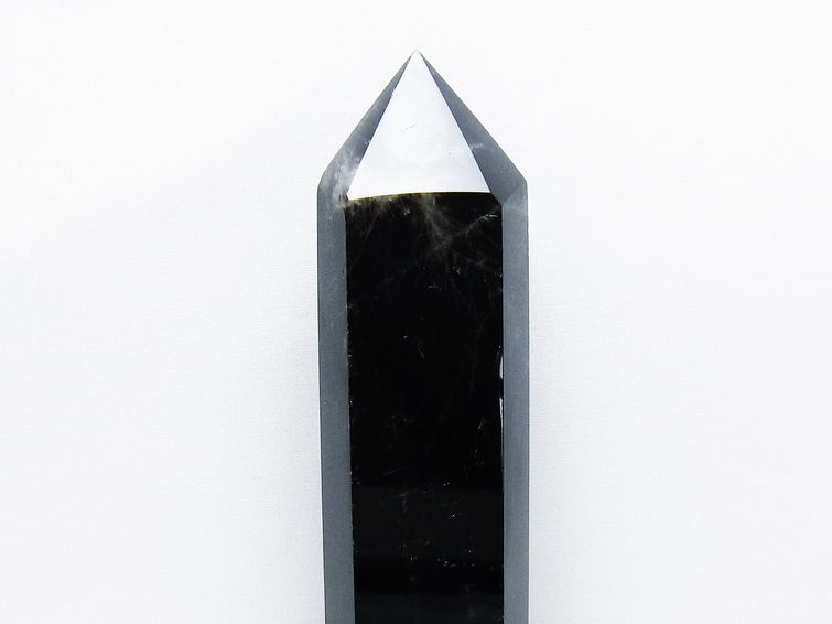 1.4Kg モリオン 黒水晶 六角柱 台座付属 一点物 152-4054