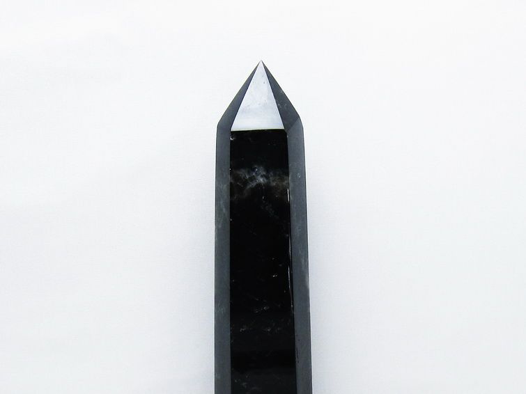 1.6Kg モリオン 黒水晶 六角柱 台座付属 一点物 152-4055