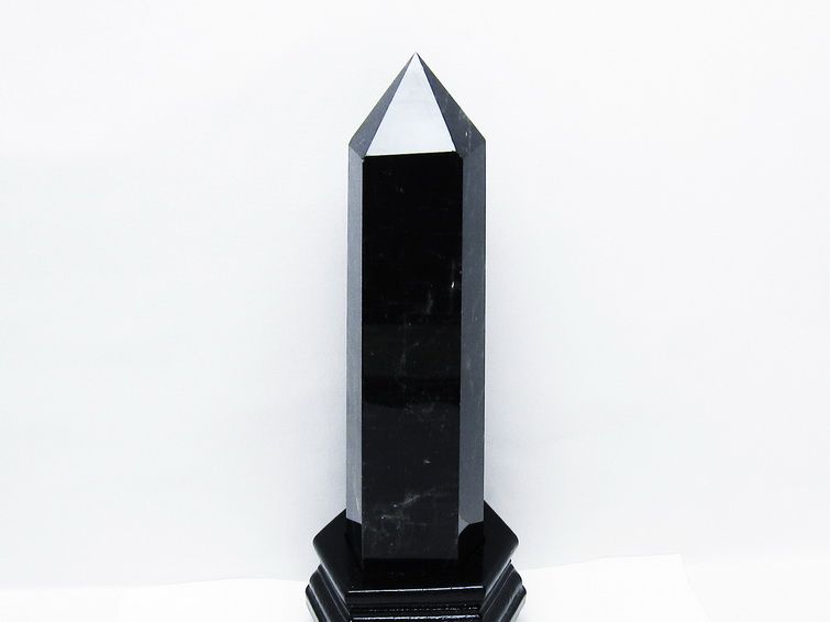 1.5Kg モリオン 黒水晶 六角柱 台座付属 一点物 152-4059