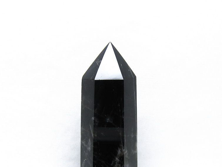 モリオン 六角柱 黒水晶 ポイント 置物 一点物 台座付属 152-4286