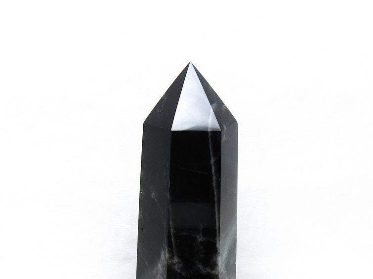 モリオン 六角柱 黒水晶 ポイント 置物 一点物 台座付属 152-4286