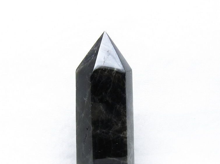 モリオン 六角柱 黒水晶 ポイント 置物 一点物 台座付属 152-4287