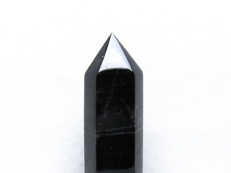 モリオン 六角柱 黒水晶 ポイント 置物 一点物 台座付属 152-4288