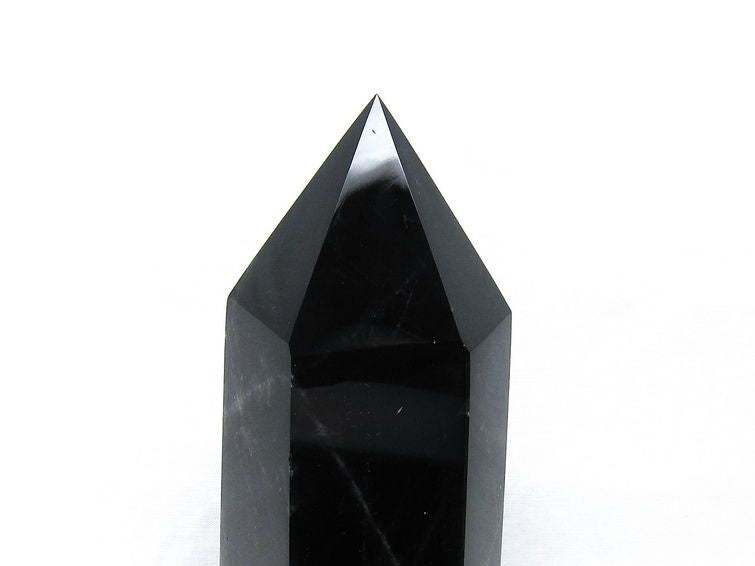 1.2Kg モリオン 六角柱 黒水晶 ポイント 置物 一点物 台座付属 152-4289