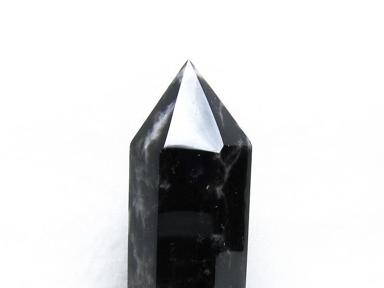 モリオン 六角柱 黒水晶 ポイント 置物 一点物 台座付属 152-4291