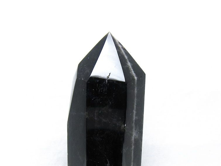 1.1Kg モリオン 六角柱 黒水晶 ポイント 置物 一点物 台座付属 152-4292