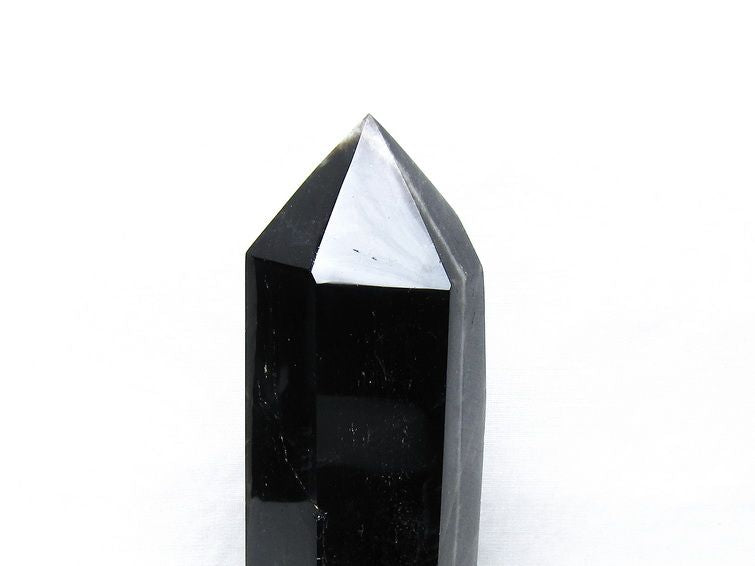 1.1Kg モリオン 六角柱 黒水晶 ポイント 置物 一点物 台座付属 152-4292