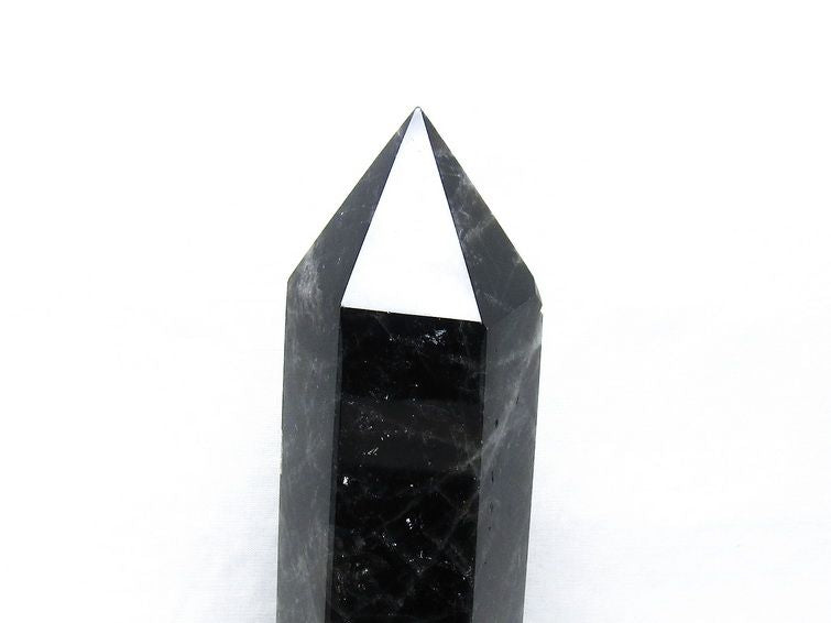 1.1Kg モリオン 六角柱 黒水晶 ポイント 置物 一点物 台座付属 152-4293