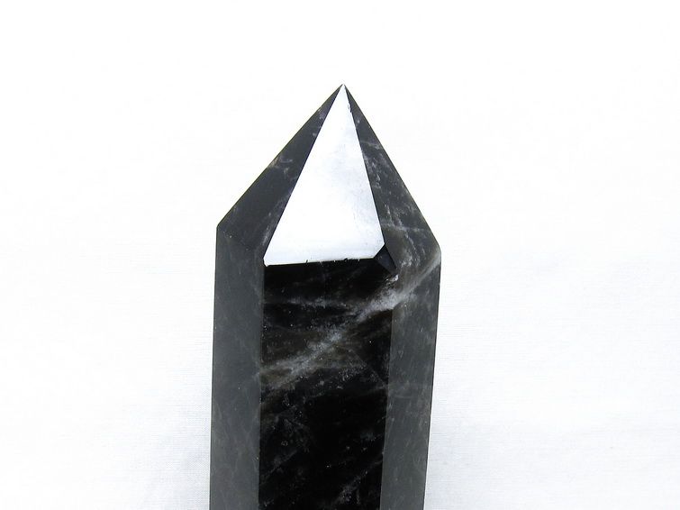 1.1Kg モリオン 六角柱 黒水晶 ポイント 置物 一点物 台座付属 152-4293