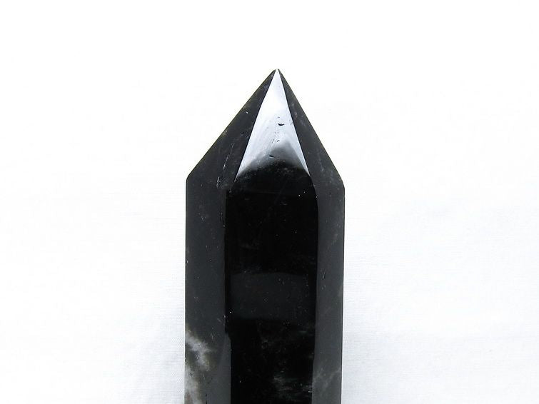 1Kg モリオン 六角柱 黒水晶 ポイント 置物 一点物 台座付属 152-4294