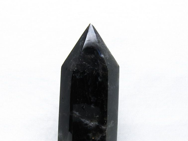 1Kg モリオン 六角柱 黒水晶 ポイント 置物 一点物 台座付属 152-4294